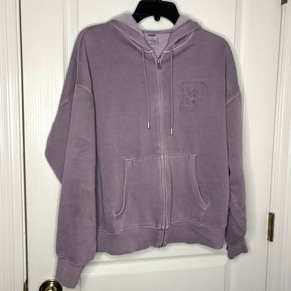 Victoria’s Secret (PINK) - Plum Ivy Fleece Campus Full-Zip Hoodie